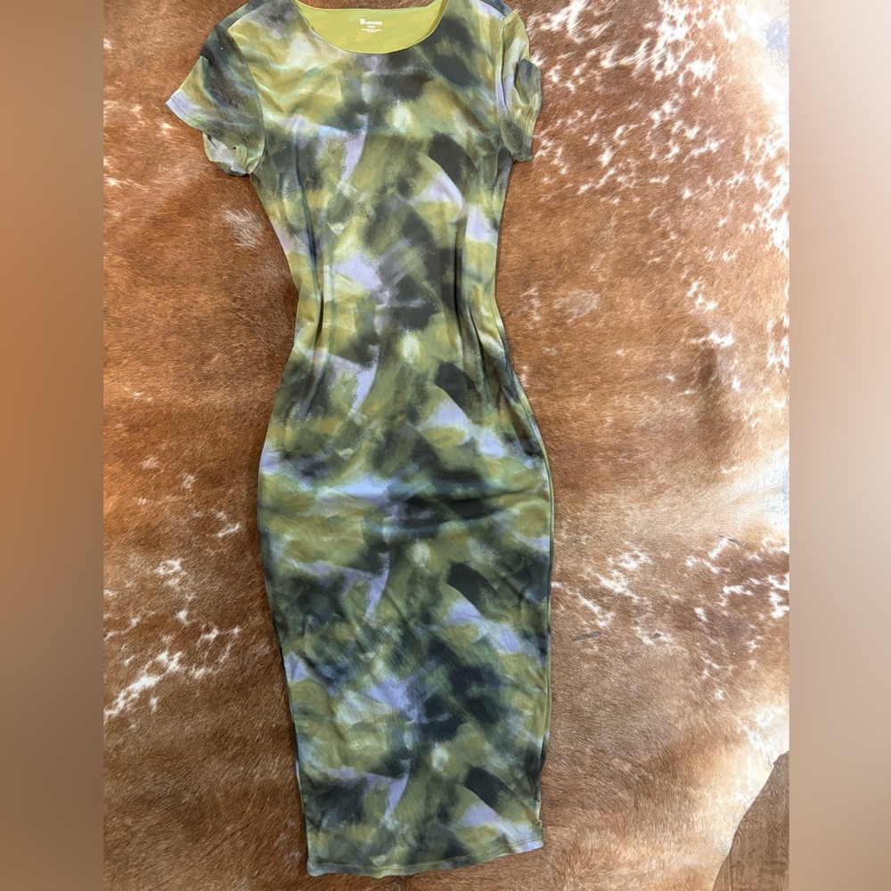 No Boundaries Green and Purple Midi Dress